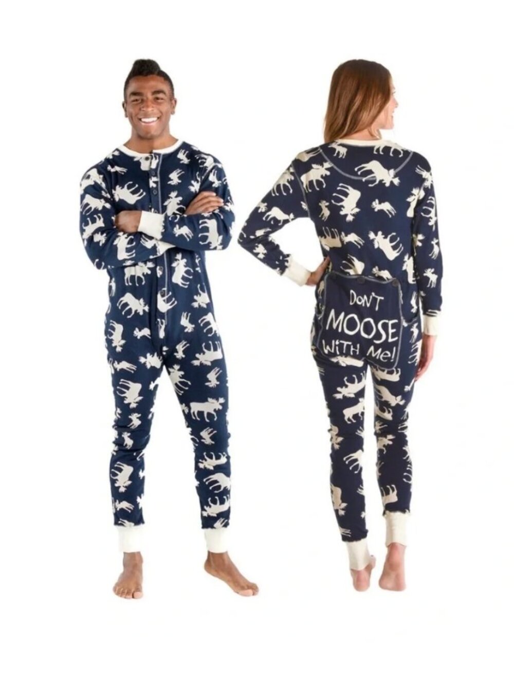 Lazy One Moose Adult Blue Onesie size Medium